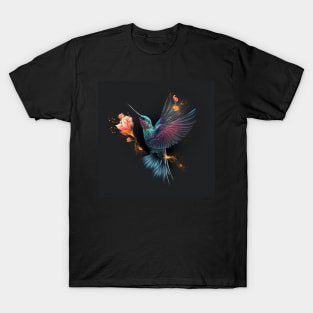 Hummingbird and Flowers print T-Shirt